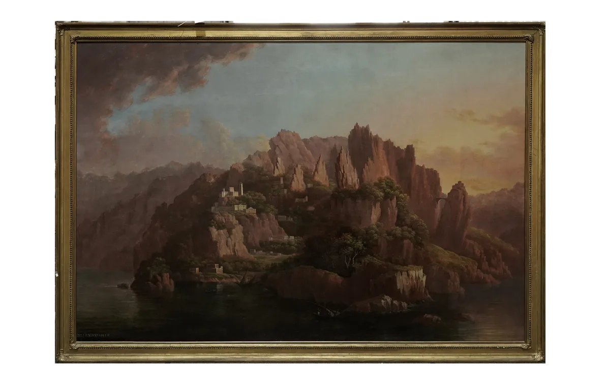 Hellen Melville, A Rocky Italianate Landscape, oil on canvas