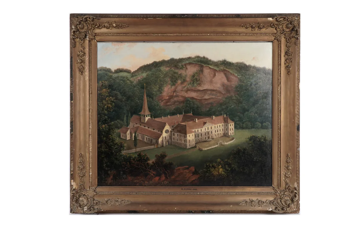 R. H. Dyke, An Austrian monastery nestled within a verdant landscape, oil on canvas