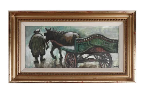 Norman Cornish, A General Dealer and His Horse and Cart, oil on board