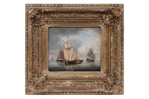 Jan van Os, Marine Scene with Fishing Boats, oil on board