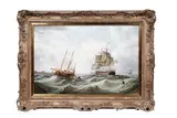 James Wilson Carmichael, British Ship of the Line with a Fishing Boat