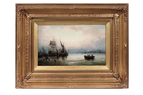 On the Medway near Gillingham by William Thornley, oil on canvas, sold Jul 2025