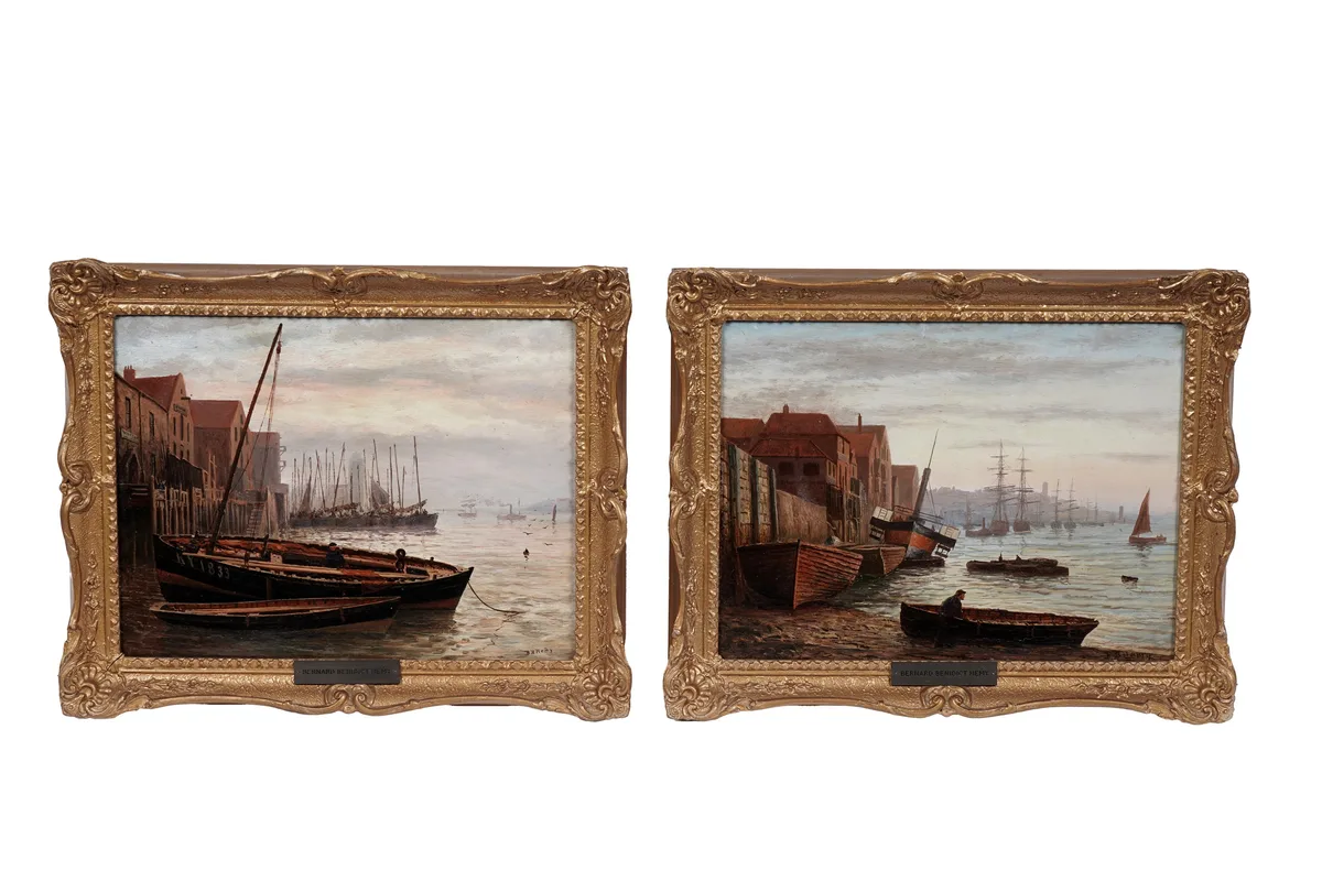Bernard Benedict Hemy, Two Views of North Shields, oil on board