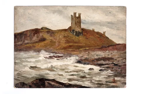 Robert Jobling, Dunstanburgh Castle, oil on canvas