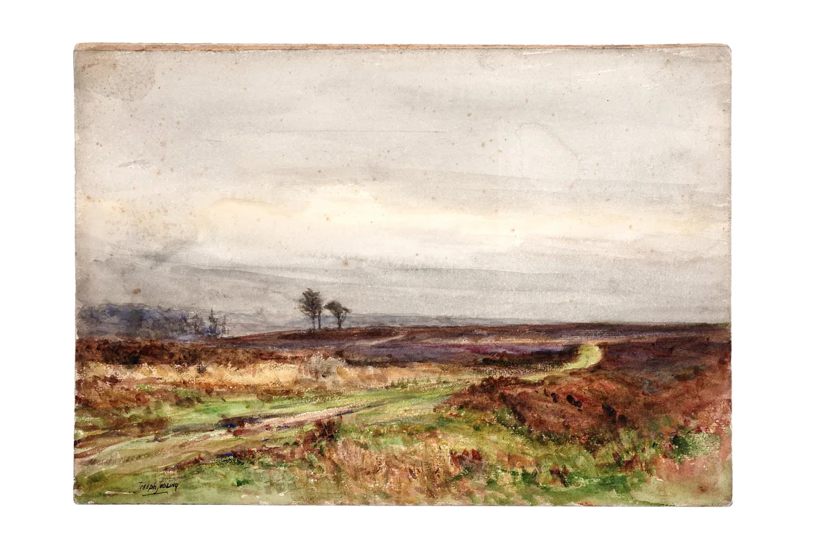 A Moorland Landscape by Joseph Jobling, watercolour, sold Jul 2025