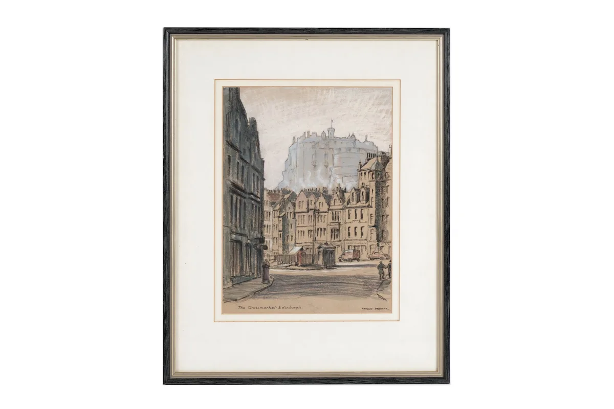 Harold Prynne, The Grassmarket, Edinburgh, pastel