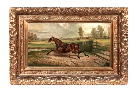 Joseph Dixon Clark, Bolting to Join the Hunt, oil on board