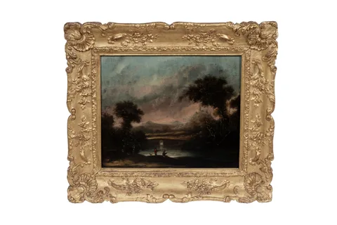 John Wilson Ewbank, Anglers on the Banks of a River, oil on panel
