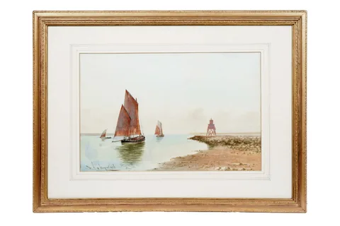 William Thomas Nichols Boyce, Groyne on the Tyne, watercolour