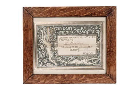 Walter Crane, London Schools Swimming Association certificate, print