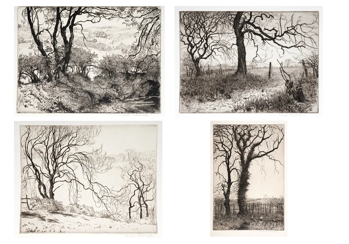 Isabel Codrington, Four British landscape studies, etching