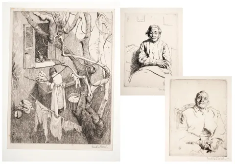 Wendela Boreel, Two portraits and a study, all signed in pencil