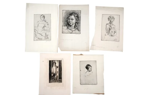 James Ardern Grant, Five figural studies, pencil signed