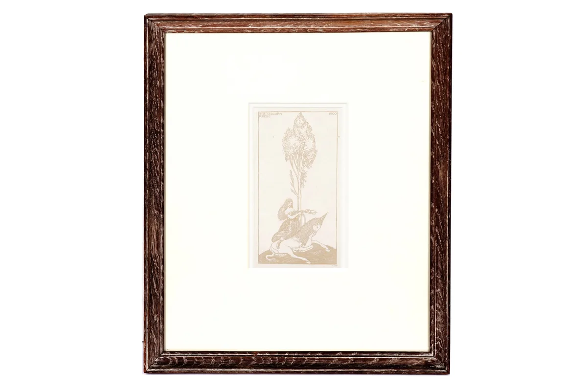 Thomas Sturge Moore, Unicorn Imprint, wood engraving on paper