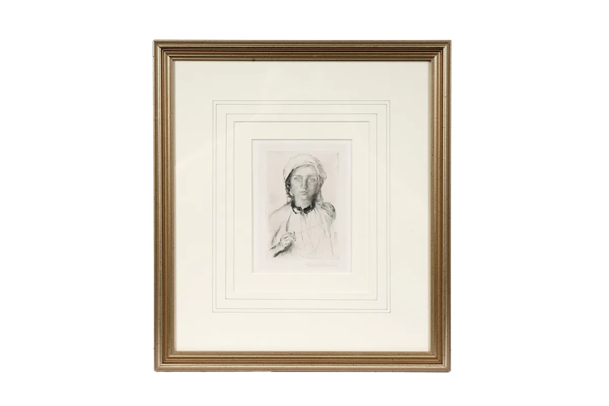 Romanian Girl by George Clausen, drypoint, sold Apr 2025