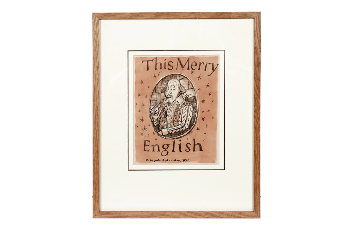 William Augustus Sillince, Original cover sketch for 'This Merrie English, watercolour with pen and ink