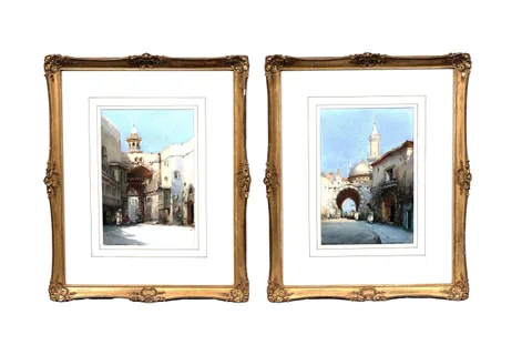 Noel Leaver, A Moorish Archway, and An Arabian City, watercolour