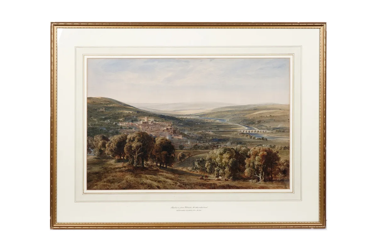 Bernard Walter Evans, Hexham from Fellside, Northumberland, watercolour
