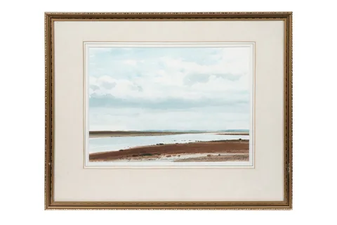 John Peace, From the Causeway, Holy Island, watercolour