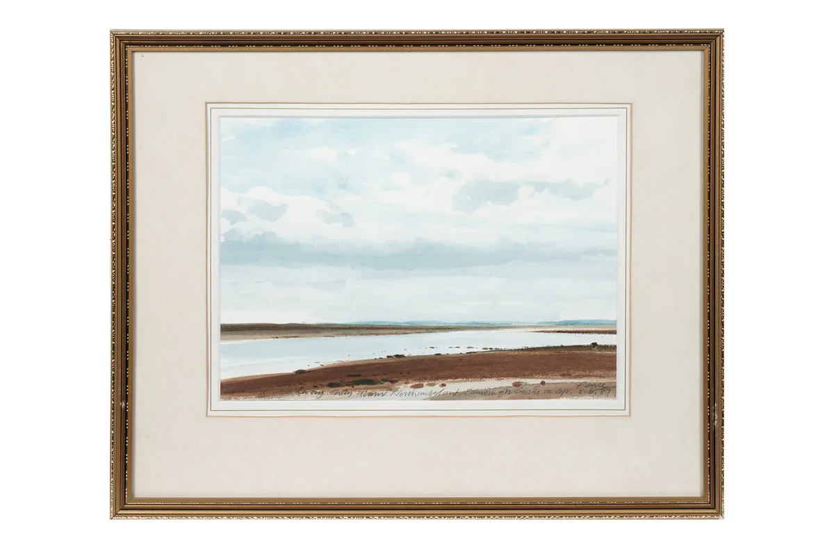 John Peace, From the Causeway, Holy Island, watercolour
