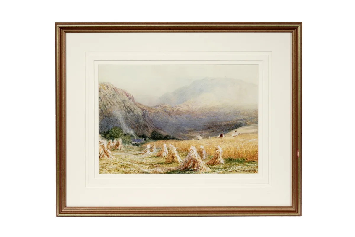 Henry Clarence Whaite, Haygatherers, Wales, watercolour