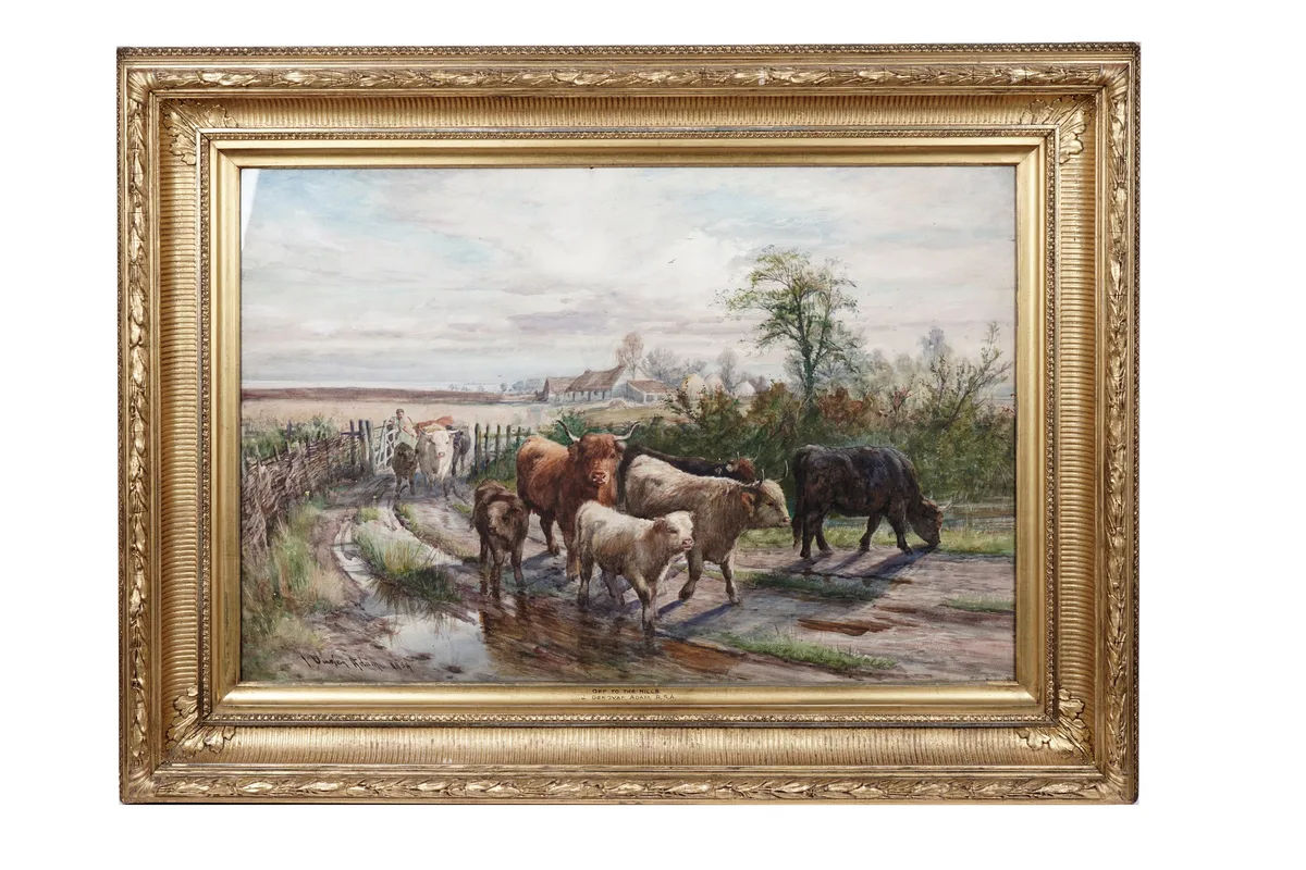Joseph Denovan Adam, Off to the Hills, watercolour