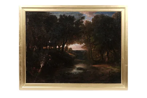 Francis Danby, A Woody Stream - Evening, indistinct pencil inscription to verso reads F. Danby