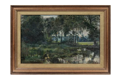 William Davis, Rye Water near Dublin, oil on board, under glass