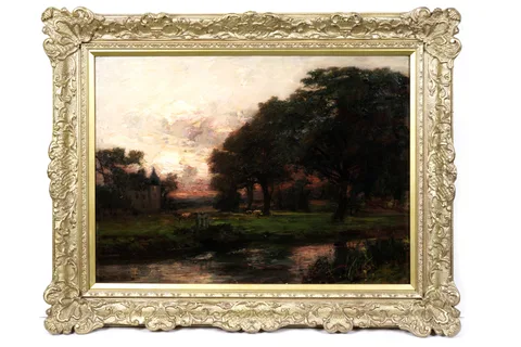 James Campbell Noble, Sunset, Gogar House, Edinburgh, oil on canvas