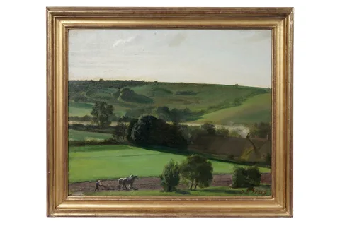 Douglas Stannus Gray, Horses Ploughing, oil on canvas