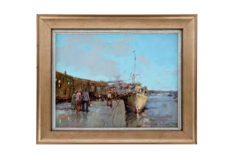 Ken Moroney, Harbour, oil on board