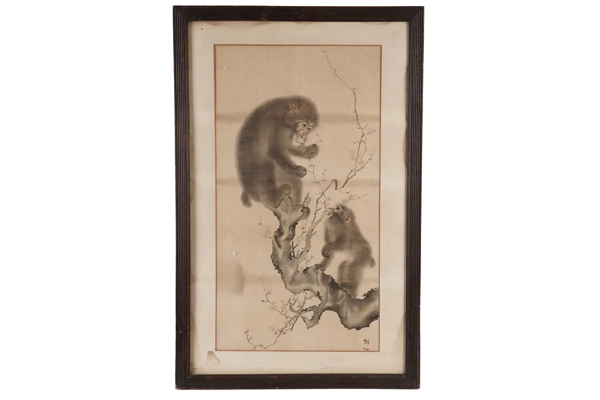 Mori Sosen, Monkeys in a Cherry Blossom Tree, watercolour