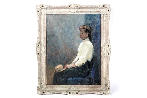 Gordon Radford, Portrait of a seated lady, oil on board