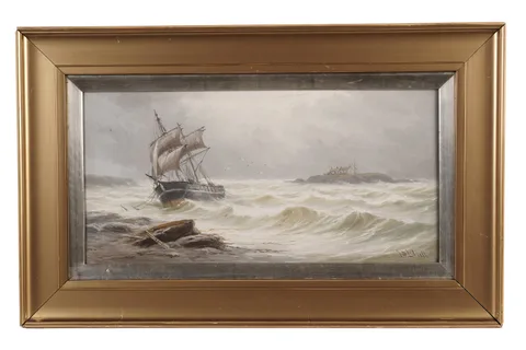John Davison Liddell, Bale Island and Boat, oil on canvas