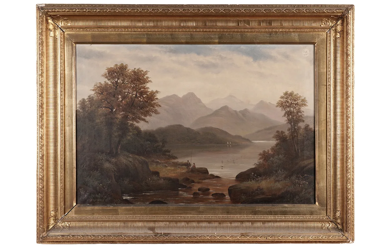 David Maitland MacKenzie, Anglers at a Scottish Loch, oil on canvas