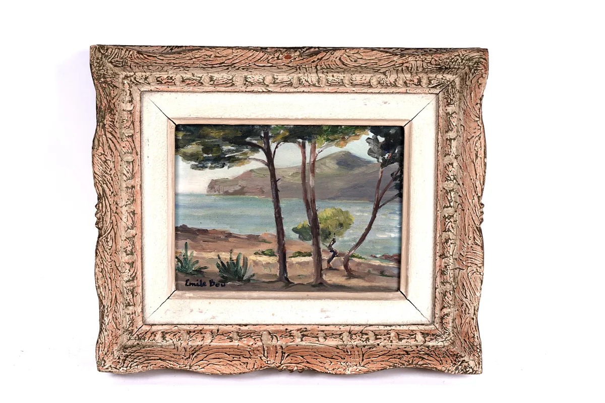 Emilie Bou, Moroccan Coastal View, oil on board