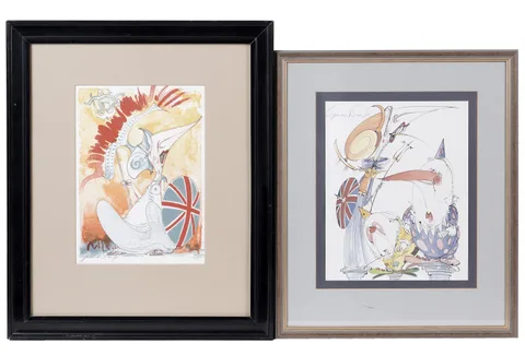 Gerald Scarfe, Two political prints, pencil signed