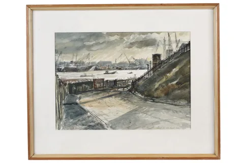 Albert Henry Herbert, The Dock from North Shields, watercolour