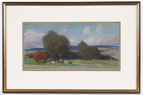 Pastoral Vista by Walter John James, pastel on paper, sold Oct 2024