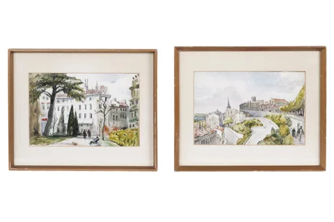 John Gilroy, A pair of Continental Street Scenes, watercolour