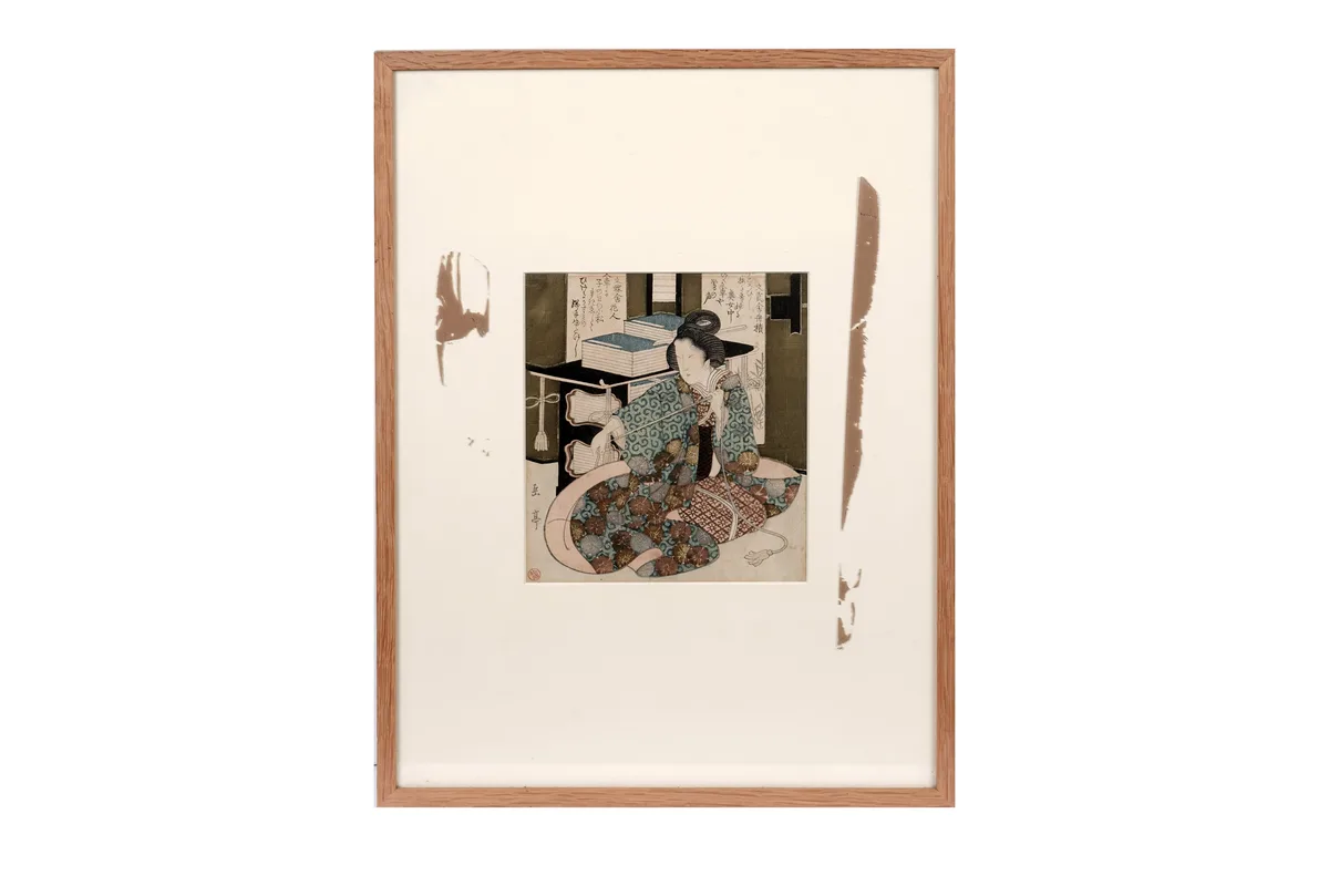 Gakutei Yashima, A shikishiban surimono of Fuguruma, woodblock print