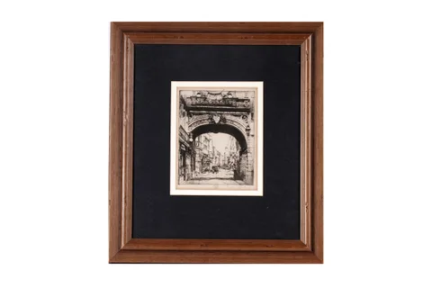 Mortimer Menpes, Under the Great Clock, Rouen, etching