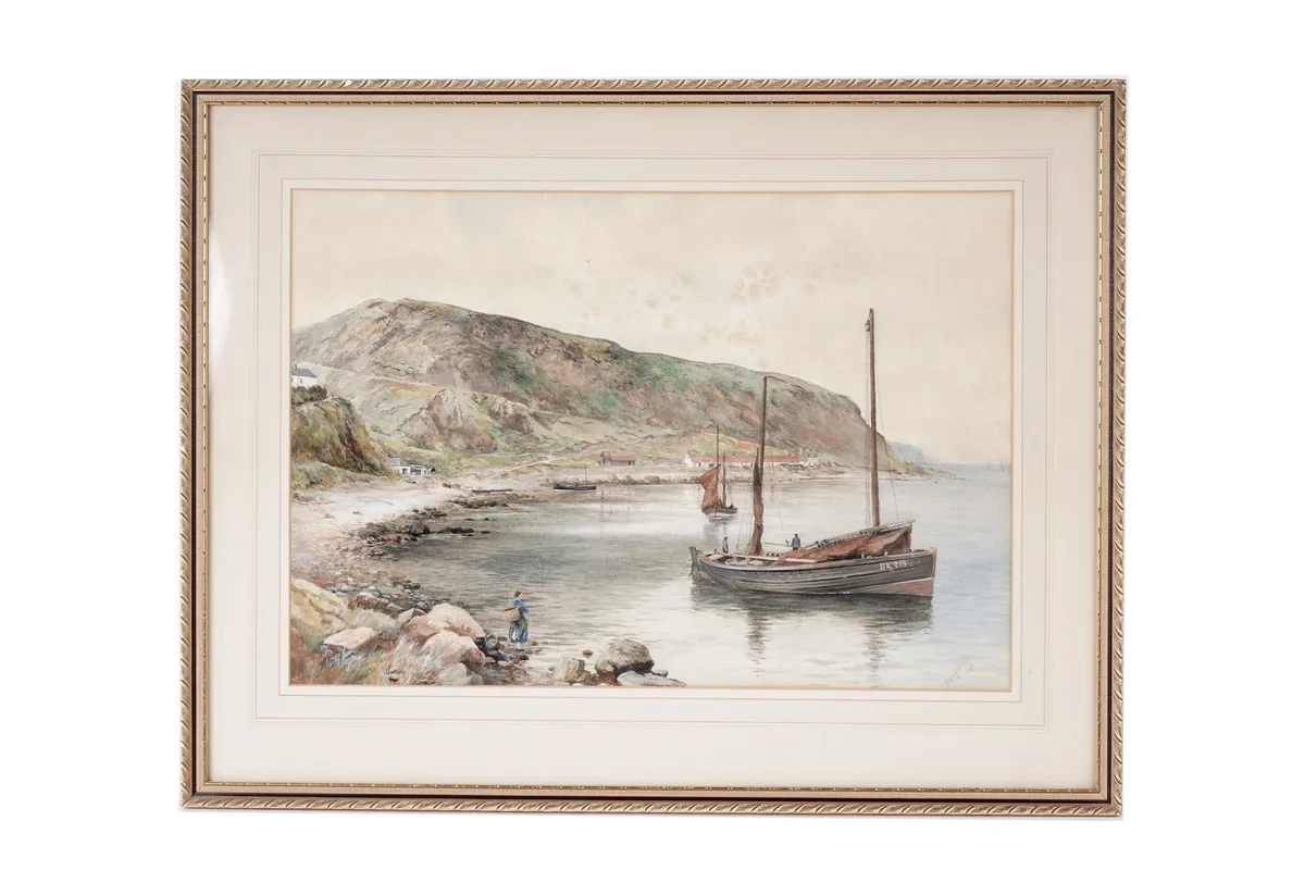 Frederick Dove Ogilvie, Burnmouth Harbour, watercolour