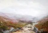 John Falconer Slater, Misty Highland with Heather and Stream