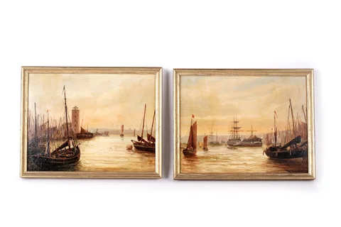 Bernard Benedict Hemy, Shields; a pair of marine views, oil on board
