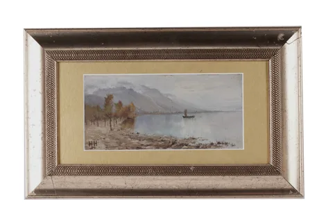 View of Locano, Lake Maggiore by Hubert von Herkomer, oil on board, sold Dec 2024
