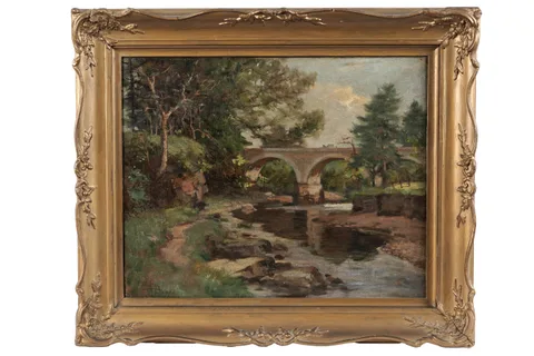 John William Gilroy, Devils Bridge, Kirby Lonsdale, oil on canvas