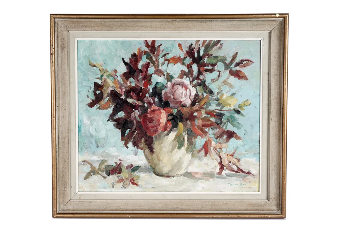 Rosalind Kent, Russet and Rose, oil on board