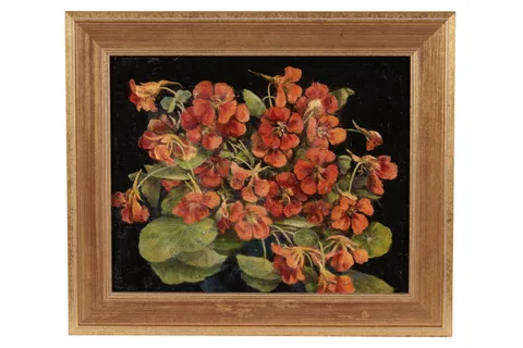Joseph Dixon Clark, Nasturtiums, oil on board