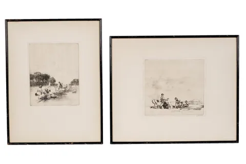 Sidney Tushingham, Holiday Time, and Sandcastles, drypoint